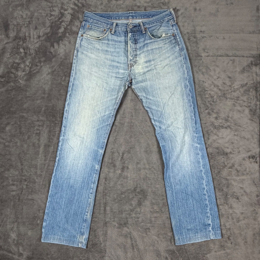 Vintage Levis 501 Jeans Mens 32x34 Blue Original Fit Button Fly Distressed Denim